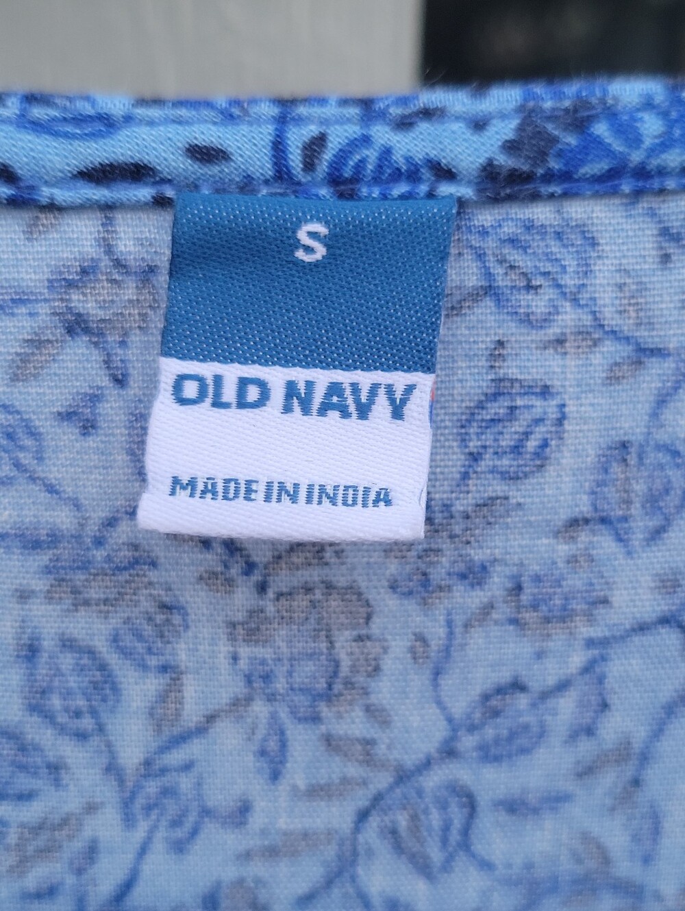 Old Navy Blue Floral Peasant Babydoll Mini Dress Size Sm Boho Cotton Puff Sleeve - Picture 11 of 16